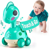 Montessori Musical Crawling Dinosaur Toy for Toddlers with Lights & Sounds Musical Crawling Dinosaur Toy