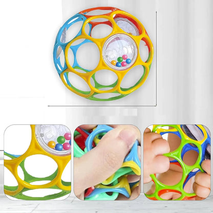 Soft Montessori Baby Grasping Rattle Ball with Bell – Sensory Learning Toy for Infants