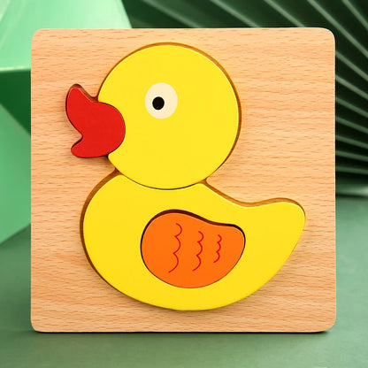 Montessori Wooden 3D Animal & Vehicle Puzzle – Early Learning Toy for Toddlers