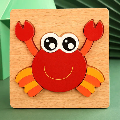 Montessori Wooden 3D Animal & Vehicle Puzzle – Early Learning Toy for Toddlers