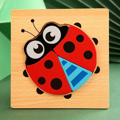 Montessori Wooden 3D Animal & Vehicle Puzzle – Early Learning Toy for Toddlers