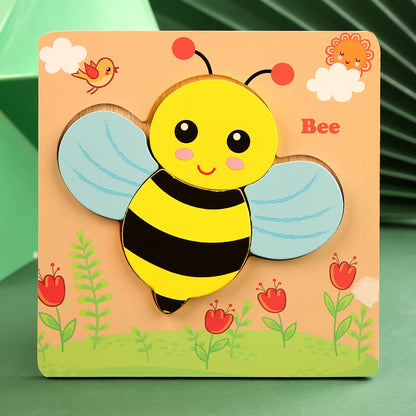 Montessori Wooden 3D Animal & Vehicle Puzzle – Early Learning Toy for Toddlers