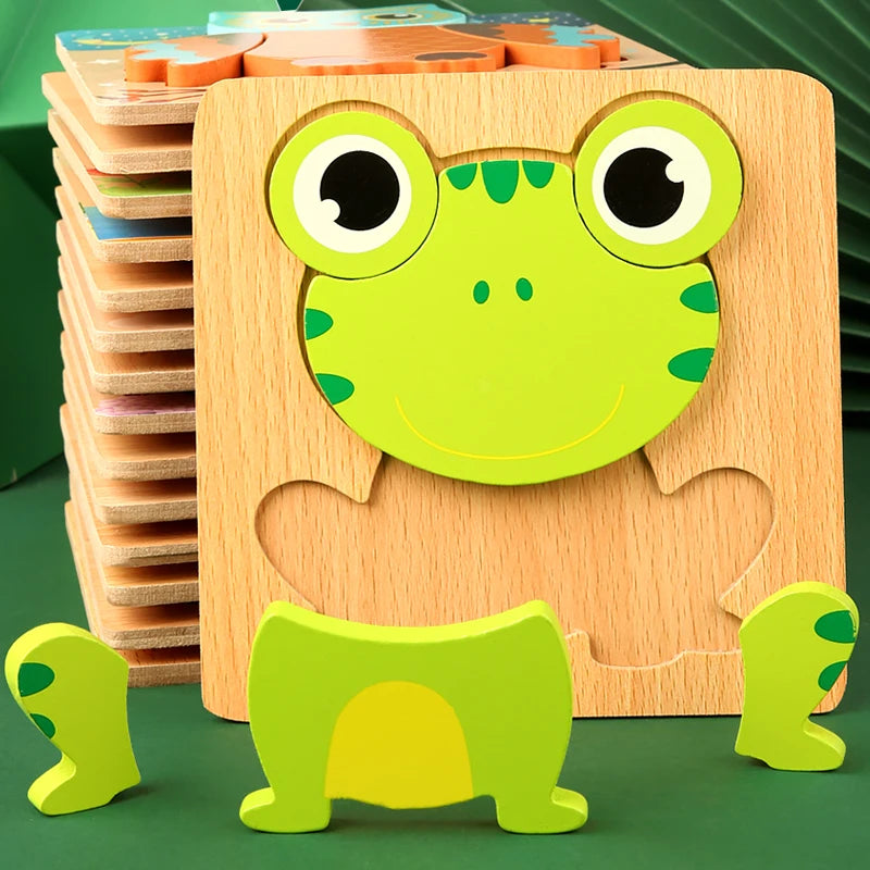Montessori Wooden 3D Animal & Vehicle Puzzle – Early Learning Toy for Toddlers
