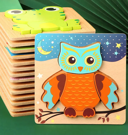 Montessori Wooden 3D Animal & Vehicle Puzzle – Early Learning Toy for Toddlers
