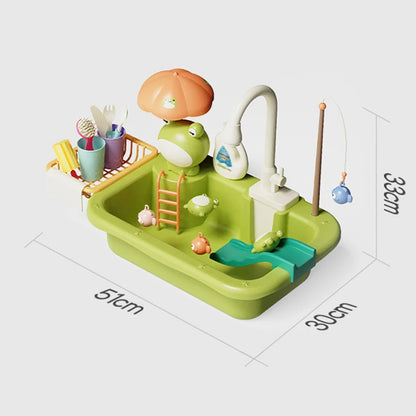 Kids Kitchen Sink Toy with Running Water – Pretend Play Dishwasher & Cooking Set