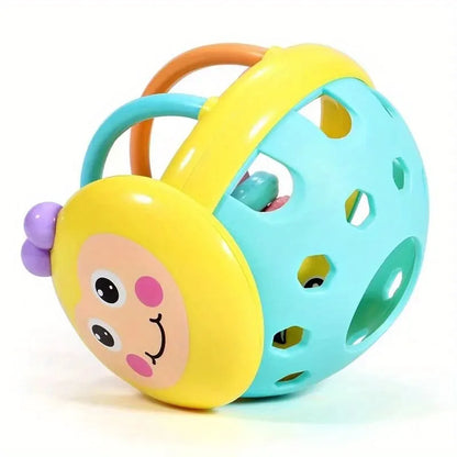 10cm Montessori Baby Rattle Ball – Sensory Play Toy for 0-12 Months, Soft Bendy Teether with Bell
