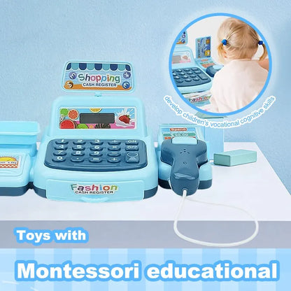Montessori Supermarket Cash Register Toy with Lights & Sounds – Interactive Pretend Play for Kids