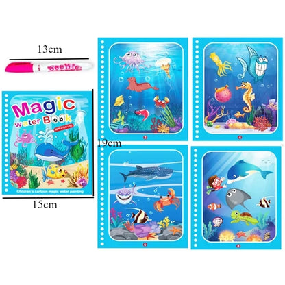 Reusable Water Drawing Book with Magic Pen – Montessori Educational Toy for Toddlers