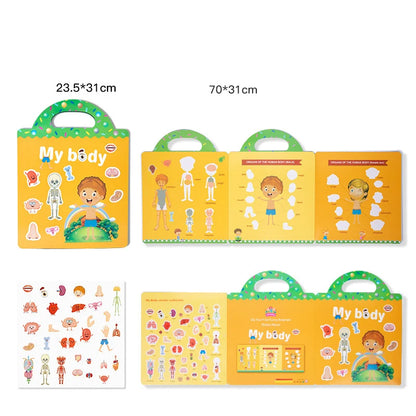Reusable Montessori Sticker Book for Toddlers Educational DIY Puzzle Toy for Age 2-4