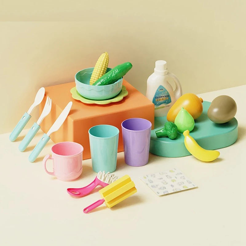 Kids Kitchen Sink Toy with Running Water – Pretend Play Dishwasher & Cooking Set