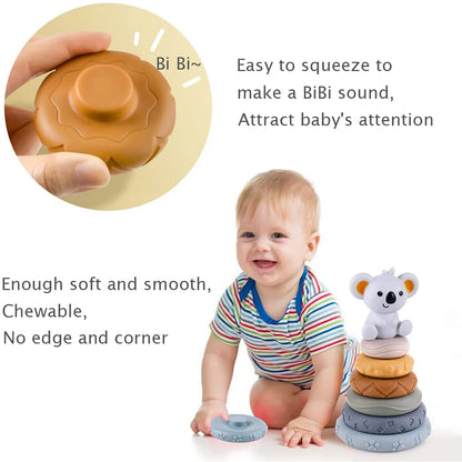 Montessori Koala Stacking Tower – Sensory Learning Toy for Babies & Toddlers