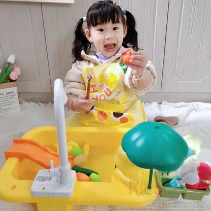 Kids Kitchen Sink Toy with Running Water – Pretend Play Dishwasher & Cooking Set