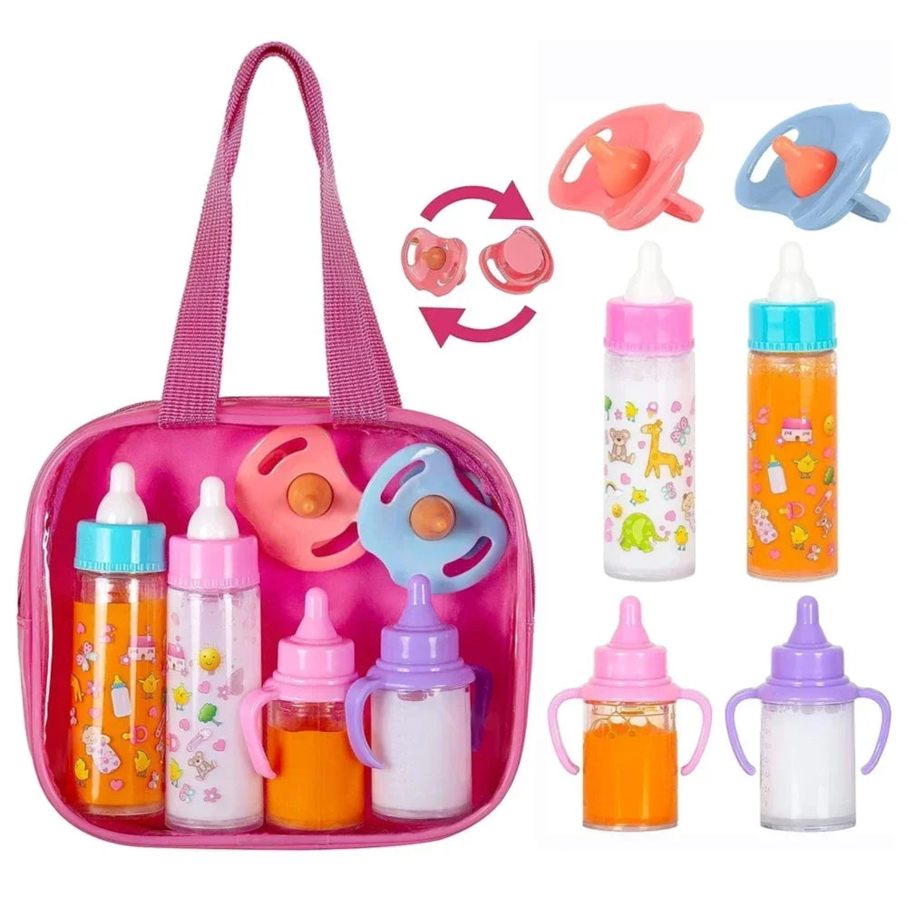 Baby Doll Feeding Bottle & Pacifier Set – Milk & Juice Accessories for Doll Play