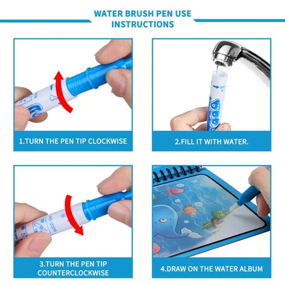 Reusable Water Drawing Book with Magic Pen – Montessori Educational Toy for Toddlers