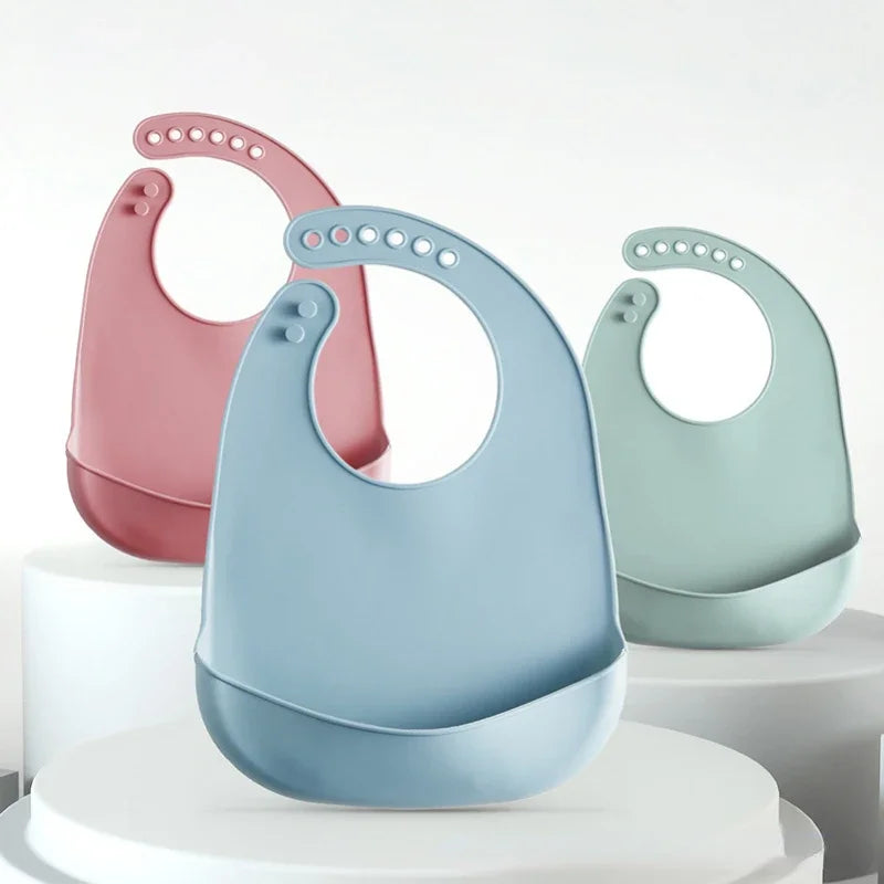 Waterproof Silicone Baby Bib – Adjustable, Soft & BPA-Free Feeding Bib for Newborns and Toddlers
