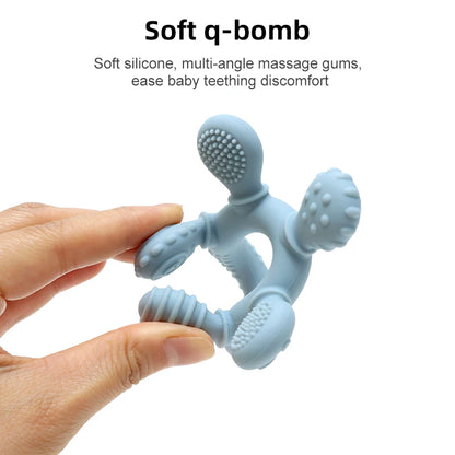 Silicone Baby Teething Ring – Multicolour Sensory Chew Toy for Gum Relief (0–12 Months)