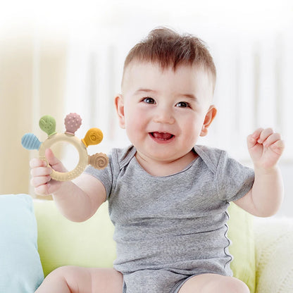 Silicone Baby Teething Ring – Multicolour Sensory Chew Toy for Gum Relief (0–12 Months)