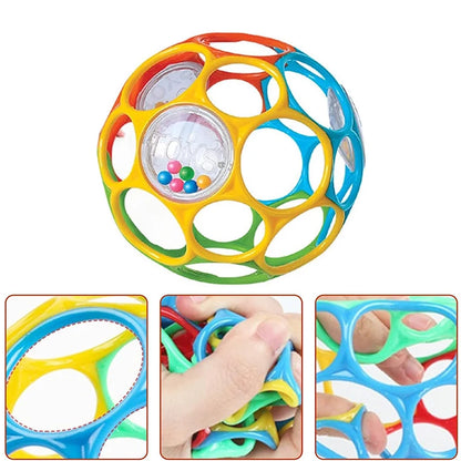 Soft Montessori Baby Grasping Rattle Ball with Bell – Sensory Learning Toy for Infants