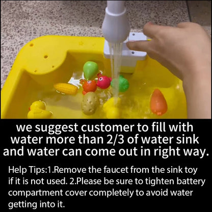 Kids Kitchen Sink Toy with Running Water – Pretend Play Dishwasher & Cooking Set
