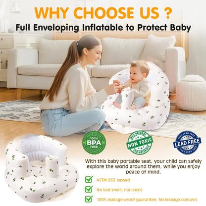 Inflatable Baby Seat with Built-in Air Pump – Soft Sofa Chair for Babies 3–36 Months, Learning to Sit, Feeding & Play
