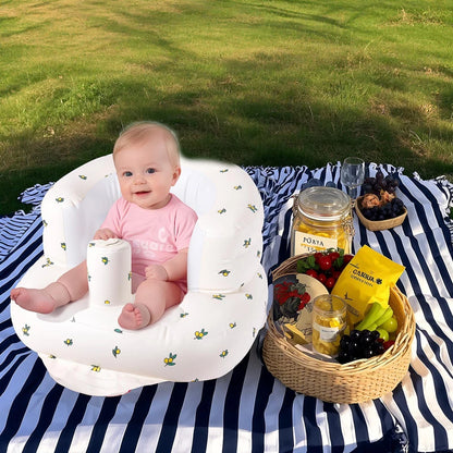 Inflatable Baby Seat with Built-in Air Pump – Soft Sofa Chair for Babies 3–36 Months, Learning to Sit, Feeding & Play