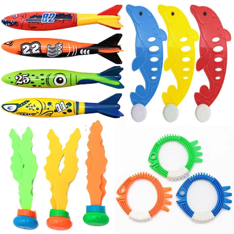 Swimming & Diving Pool Toys Set – Fun Fish, Dolphin & Water Diamonds for Kids