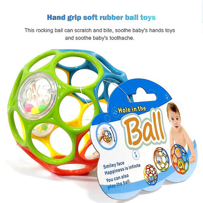 Soft Montessori Baby Grasping Rattle Ball with Bell – Sensory Learning Toy for Infants