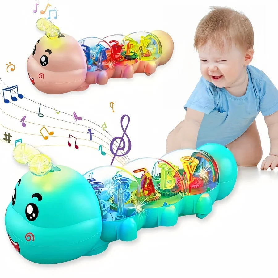 Cute Caterpillar Baby Crawling Toy with Lights, Music & Learning Design – Montessori Sensory Play