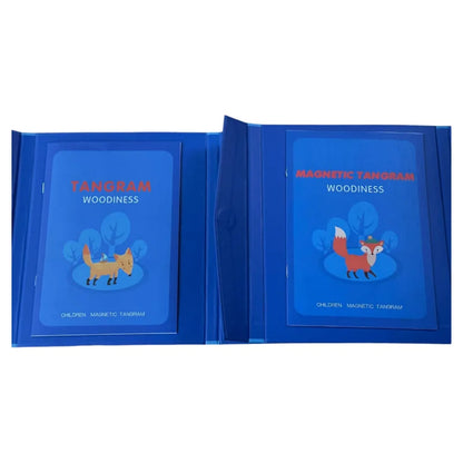 Montessori Wooden Tangram Puzzle Book – Magnetic Travel Toy for Kids