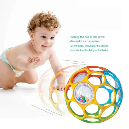 Soft Montessori Baby Grasping Rattle Ball with Bell – Sensory Learning Toy for Infants
