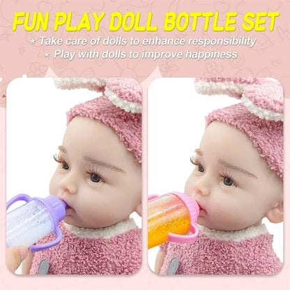 Baby Doll Feeding Bottle & Pacifier Set – Milk & Juice Accessories for Doll Play