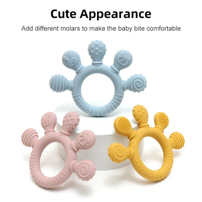 Silicone Baby Teething Ring – Multicolour Sensory Chew Toy for Gum Relief (0–12 Months)