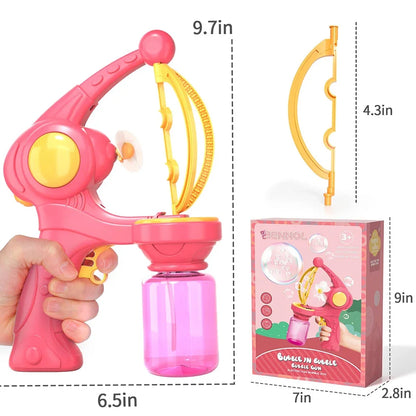 Electric Bubble Machine Gun – Automatic Soap Blower Toy for Kids Outdoor Party Fun