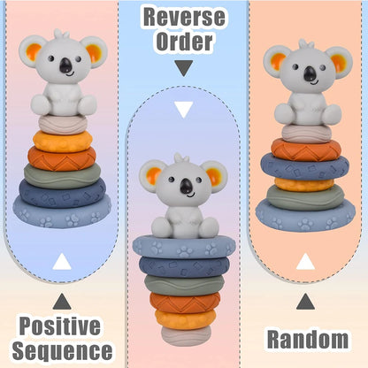 Montessori Koala Stacking Tower – Sensory Learning Toy for Babies & Toddlers