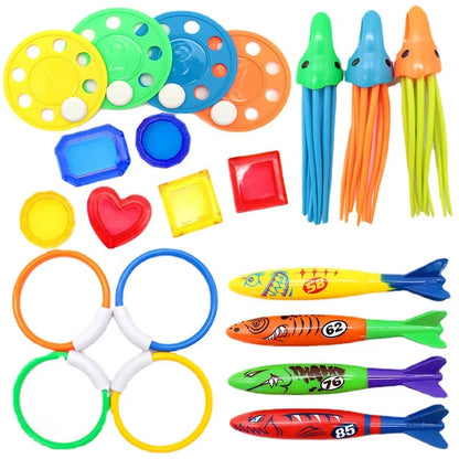 Swimming & Diving Pool Toys Set – Fun Fish, Dolphin & Water Diamonds for Kids