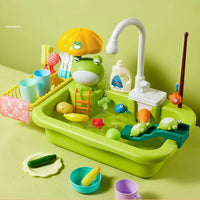 Kids Kitchen Sink Toy with Running Water – Pretend Play Dishwasher & Cooking Set