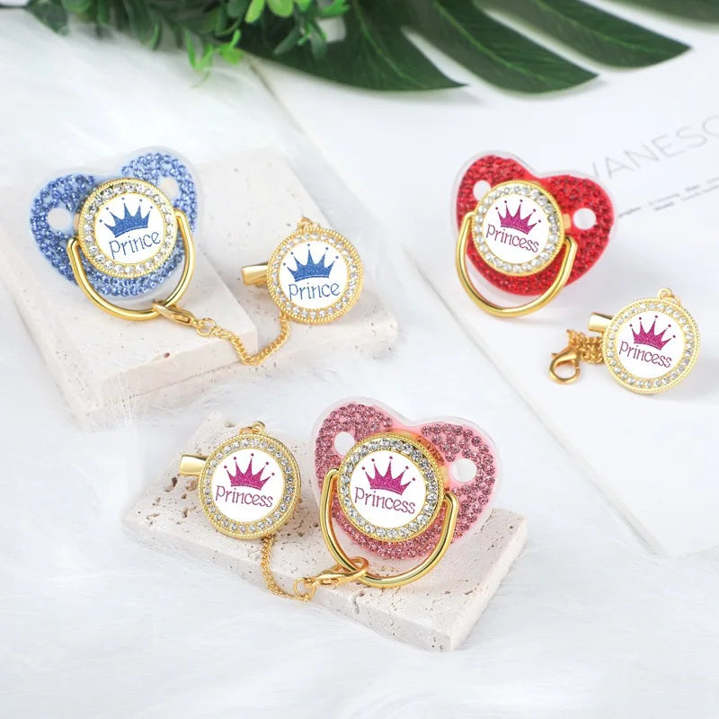 Crown Silicone Baby Pacifier Clip & Teether – BPA Free Dummy Chain for Newborns & Toddlers