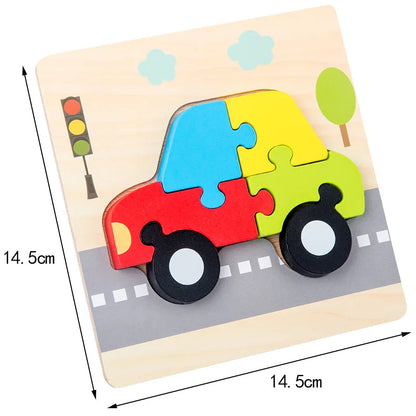 Montessori Wooden 3D Animal & Vehicle Puzzle – Early Learning Toy for Toddlers