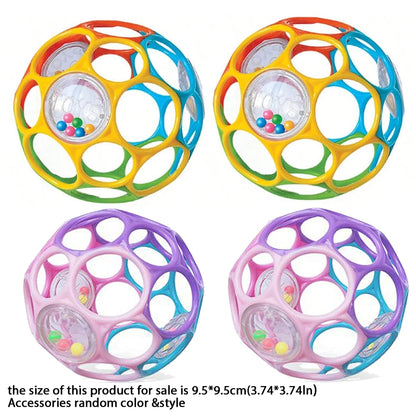 Soft Montessori Baby Grasping Rattle Ball with Bell – Sensory Learning Toy for Infants