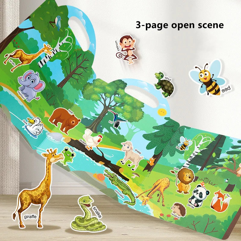 Reusable Montessori Sticker Book for Toddlers Educational DIY Puzzle Toy for Age 2-4