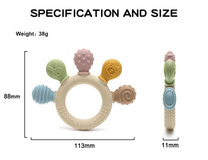 Silicone Baby Teething Ring – Multicolour Sensory Chew Toy for Gum Relief (0–12 Months)
