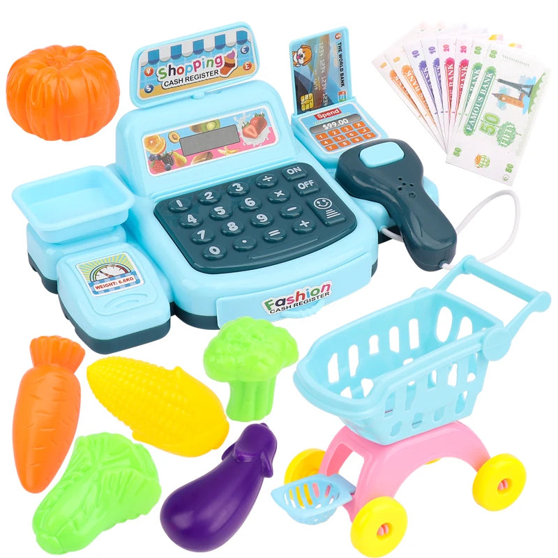 Montessori Supermarket Cash Register Toy with Lights & Sounds – Interactive Pretend Play for Kids