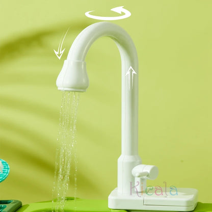 Kids Kitchen Sink Toy with Running Water – Pretend Play Dishwasher & Cooking Set