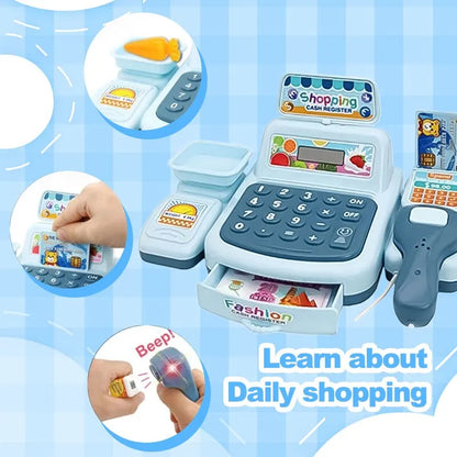 Montessori Supermarket Cash Register Toy with Lights & Sounds – Interactive Pretend Play for Kids