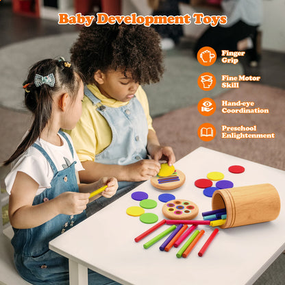 Wooden Montessori Colour Sorting & Balance Toy for Kids – Fine Motor Skills & Early Maths Learning