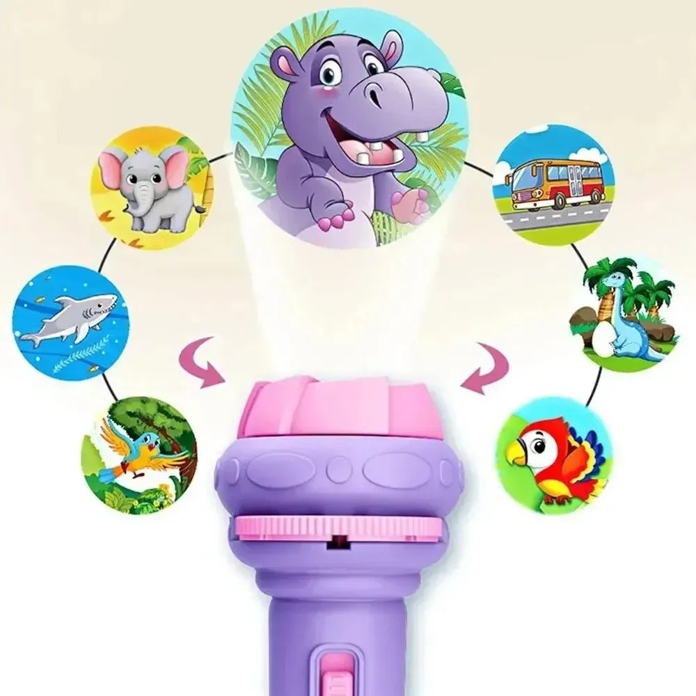 Cartoon Projection Flashlight with 80 Patterns – Creative Bedtime Story Projector for Kids