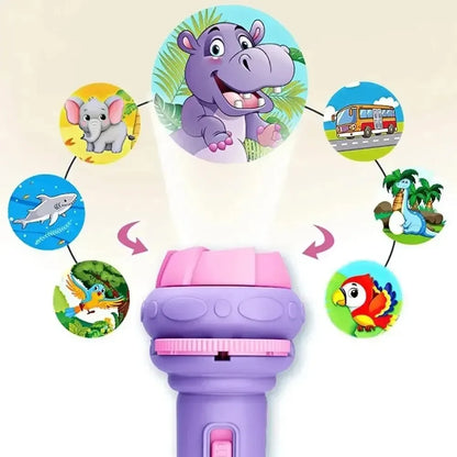 Cartoon Projection Flashlight with 80 Patterns – Creative Bedtime Story Projector for Kids