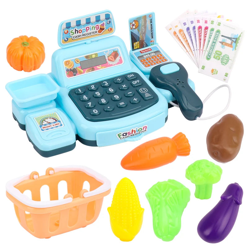 Montessori Supermarket Cash Register Toy with Lights & Sounds – Interactive Pretend Play for Kids
