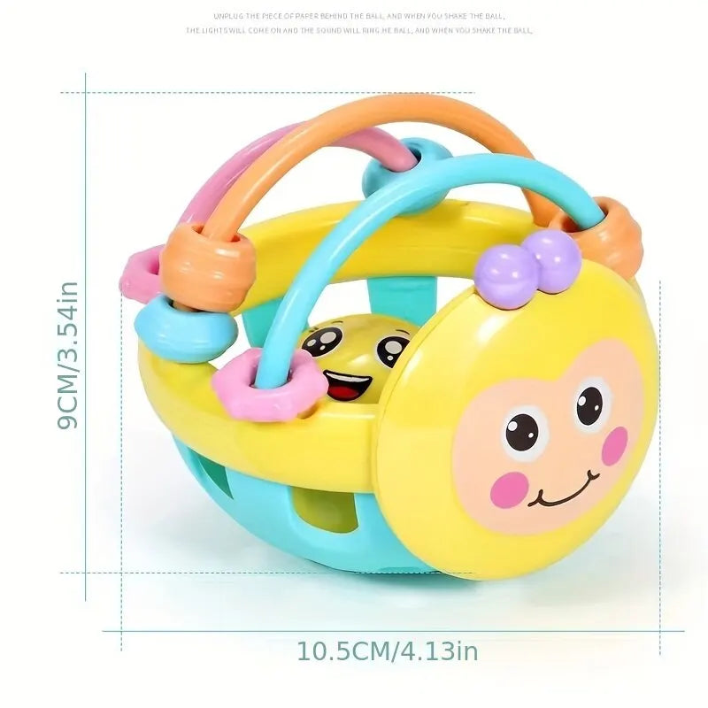 10cm Montessori Baby Rattle Ball – Sensory Play Toy for 0-12 Months, Soft Bendy Teether with Bell