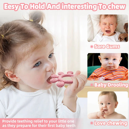 Silicone Baby Teething Ring – Multicolour Sensory Chew Toy for Gum Relief (0–12 Months)